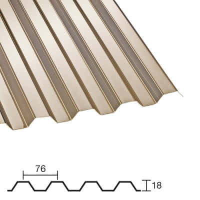 Polycarbonat (PC) Profilplatten  Trapezprofil 76/18 bronce 1260 mm 0,8 mm 