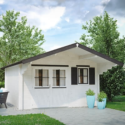 28 mm Gartenhaus mit Vordach Casa 368x248 cm 368 x 248 cm | 28 mm