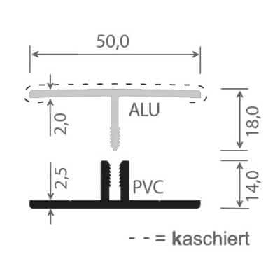 H-Profil zweiteilig für PVC-Fassade, foliert, 22x50x6000 mm 