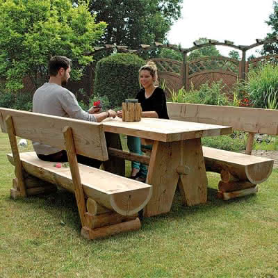 Rustika - massive Holzbank Tisch Kombination 